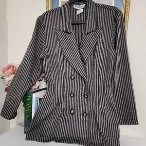 Vintage Button Black Blazer Jacket Rayon Poly Blend Retro La Belle Rockabilly
